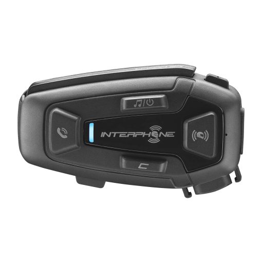 Interphone Cellularline, Intercom para Motocicleta con Comunicacion Mesh, Modelo U-Com 8R, Hasta 24 Motoristas, Distancia 1.6 Km, Duracion 18 horas, Compatible con Sena, TFT y GPS, Impermeable, Universal