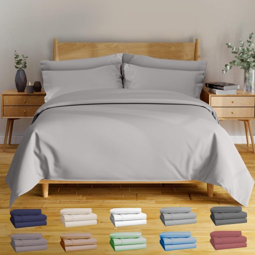 Juego de Sabanas de BAMBu de Lujo de la Serie 6 Pcs Queen - 100% Pura Viscosa derivada de las Sabanas de Bambu Tamano Queen - Super Suaves Sabanas Queen de Enfriamiento para los que duermen Caliente - Bolsillos Profundos de hasta 16" (L Gris)
