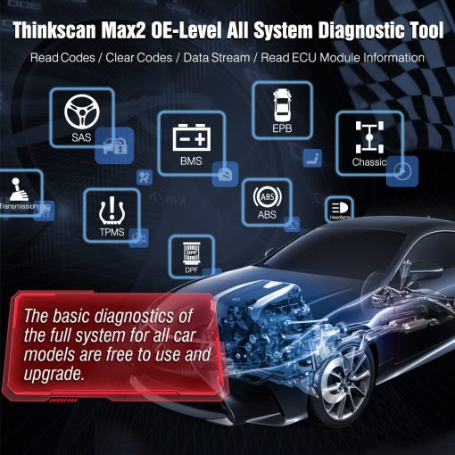 Thinkcar Escaner OBD2 Inalambrico, Thinkscan Max2 Actualizacion Gratuita de por Vida Herramienta de Diagnostico con Protocolo CAN-FD, Diagnostico de Todos los Sistemas y 28+ Reinicios, Sangrado de Inmovilizador/ABS/Aprendizaje del Cigüenal - Imagen 2