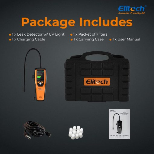 Elitech Detector de Fugas de Refrigerante HVAC con Sensor de Diodo Calentado Halogeno Freon, Deteccion de Aire Acondicionado, R22 R410A R134A R1234YF CFCs HCFCs HFCs, ILD-100H - Imagen 7