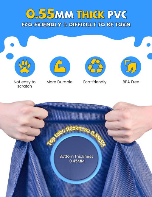 Tapete Antideslizante VISTOP para Ninos y Perros, Espesamiento de la Piscina de Rociadores de Verano Juguetes Acuaticos al Aire Libre - Divertida Alfombra de Juego de Fuente de Patio Trasero para Ninas Ninos o Perro Mascota (77 pulgadas, Azul&Azul) - Imagen 4