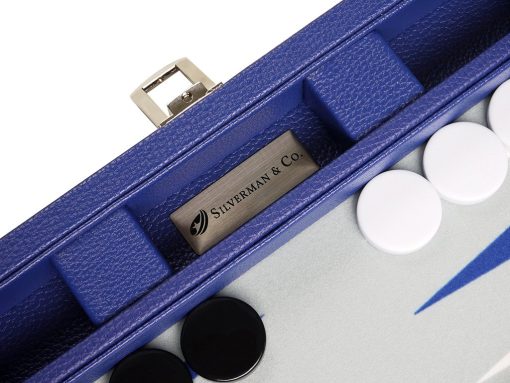 Juego de Backgammon Premium de 13 pulgadas - Tamano de Viaje - Tablero Azul indigo - Imagen 6