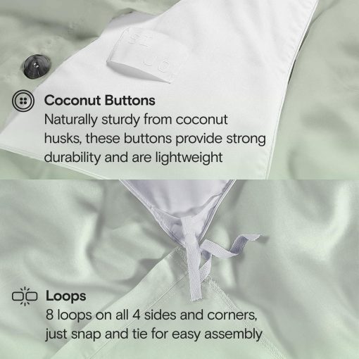 Funda de edredon SIJO AiryWeight Tencel, 100% Lyocell derivado del eucalipto, Extra suave, Las mejores sabanas frescas por Architectural Digest (Salvia, King/Cal King 106"x90") - Imagen 4