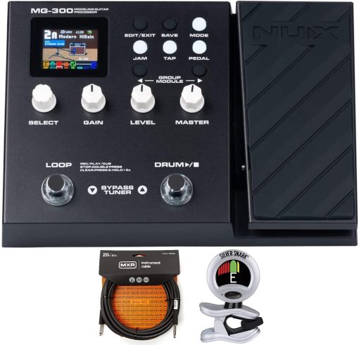 Pedal de Efectos Multi NUX MG-300 Briskdrop Bundle con Cable MXR de 20 pies y Afinador Snark (MG300Bundle)