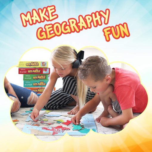 GeoToys GeoPuzzle, Set de 6 rompecabezas de forma de pais, Juego de Geografia, Rompecabezas de Mapa, Edades de 6-7-8-9 anos - Imagen 2