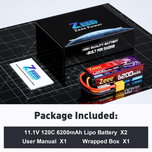 Bateria Lipo Zeee 3S 6200mAh 11.1V 120C Estuche Duro con Conector XT90 para Vehiculos a Escala 1/8 1/10 RC Coche Tanques Camiones Modelos de Carreras (2 Pack) - Imagen 6