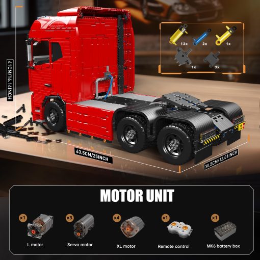 Kit de Bloques de Modelo de Camion Tractor Mould King, Set de Construccion MOC 19015 para Armar, Regalo para Niños de 14+ / Entusiastas de Colecciones para Adultos (4,608 Piezas con Motor/Control Remoto de APP) - Imagen 6