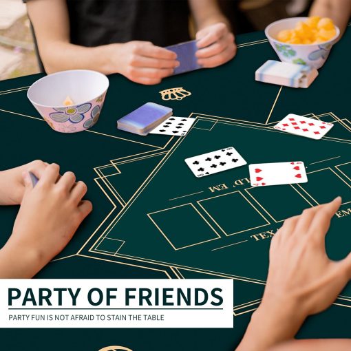 Nuventi Tapete de Poker Square Foldable de 24/31/39/47/55 pulgadas para 6 Jugadores, Layout Portatil Antideslizante de Goma para Juego de Cartas Texas Hold'em para Fiesta Familiar, Casino - Imagen 5