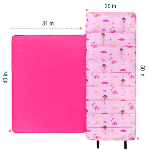 Wildkin Original Nap Mat con Almohada Reutilizable para Ninos y Ninas, Perfecto para Colchoneta de Dormir de Primaria, Caracteristicas de Cierre de Gancho y Bucle, Materiales de Mezcla de Algodon Suave Colchoneta para Ninos (Ballerina) - Imagen 5