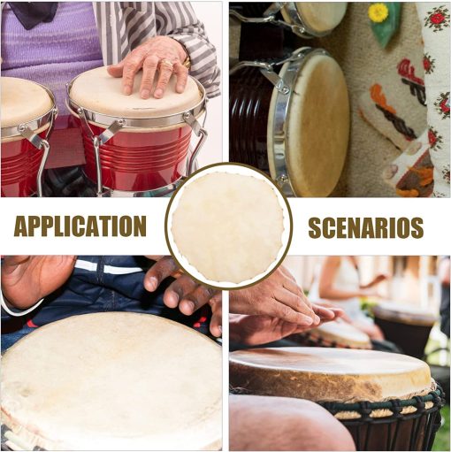 Piel de Cabra para Djembe Annafi 2 piezas de 30cm/11.8 pulgadas Piel de Tambor de Cabra Piezas de Repuesto para Tambores Africanos/Shamanes 8 pulgadas | Piel de Tambor Plana Redonda Natural para Instrumentos Musicales (30 cm) - Imagen 7