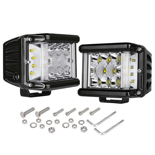 Luces LED Lumimotor Wayup Side Shooter, 2Pcs 4 Pulgadas 96W Triple Fila LED Luces Spot Flood Combo Haz Lateral Doble Cubos de Conduccion Ligera de Niebla para Camiones Tractores ATV UTV Barco