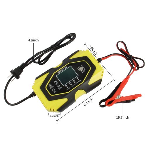 Cargador de bateria y mantenedor de carros Shentec 12V 6A / 24V 3A, Inteligente Display LCD de 7 etapas para Automoviles, Motocicletas, Baterias de Plomo-acido - Imagen 7