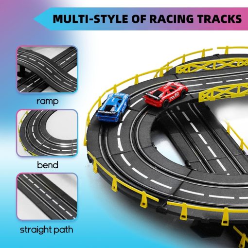 Pista de Carreras de Coches de Control Remoto, 4 Coches de Carrera con Luces, Set de Pista de Carreras Electrico con 2 Controladores para Ninos de 6 a 12 Anos, Juguetes de Regalo para Ninos - Imagen 3