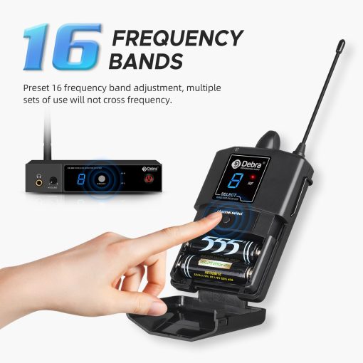 Sistema de Monitor Inalambrico en Oido Debra ER-280 UHF Profesional Sistema IEM Transmisor y Receptor con Auriculares, para Escenario, Banda, Estudio de Grabacion, Actuacion en Vivo (con 2 Receptores) - Imagen 6