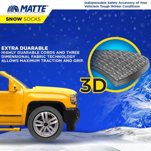 Calcetines de Nieve para Automoviles Bizymo, Traccion de Nieve de Emergencia para Vehiculos Viaje Seguro en Hielo, Escarcha, Nieve, Cadenas de Nieve Equivalentes Duraderas Extra Socks de Neumaticos Alternativa de Cadenas de Neumaticos Pro Extra Series X-Large - Imagen 5