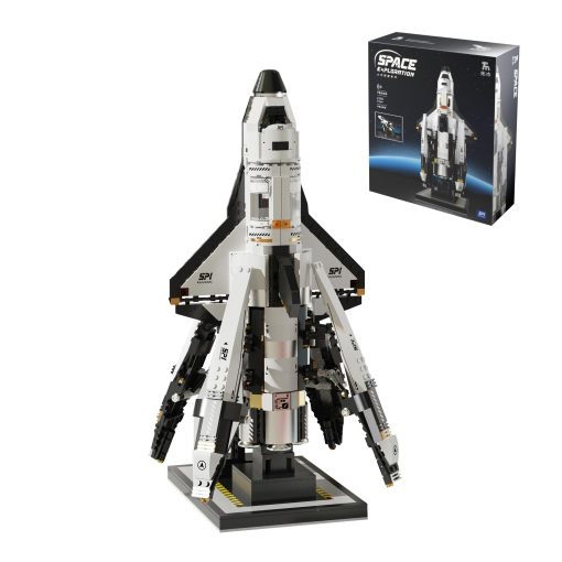 Set de Construccion de Lanzadera de Exploracion Espacial VannMold 17" de Alto con Lanzamiento de Satelite y 2 Maneras de Exhibicion, Juguetes de Lanzadera Espacial STEM para Ninos Ninas Mayores de 8 y Adultos(1274 Piezas)