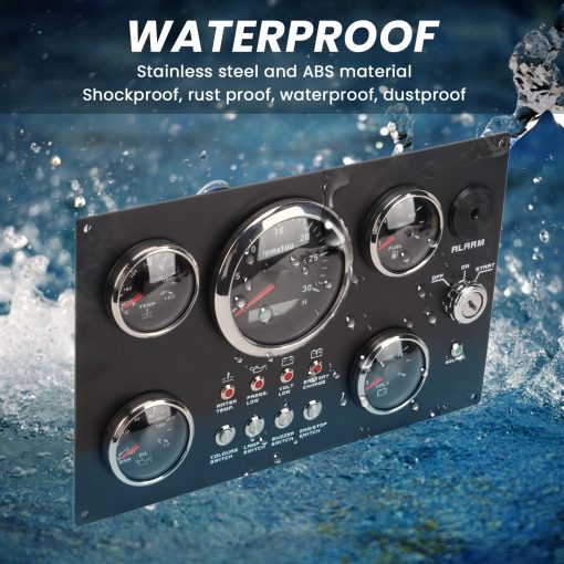 Conjunto de Medidores de 5 Gauges para Panel de Instrumentos 12V 7 Colores Nivel de Aceite Temperatura del Agua Presion de Aceite Voltaje Monitor para Barco Marino - Imagen 7