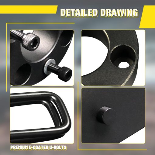 Kits de elevacion de nivelacion de 3" delantero y 2" trasero para Nissan Frontier 2WD/4WD 2005-2022 - Incluye kit de bloques de elevacion y pernos de U ampliados cuadrados para Nissan Frontier 2WD/4WD 2005-2022 - Imagen 4