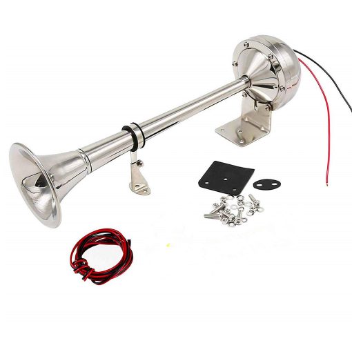 Claxon electrico para auto Viping 12V 165DB Tubo unico de acero inoxidable 304 bocina bocina de barco bocina electrica marina trompeta unica de altavoz para cualquier barco de carga ruedas barco tren coche camion furgonetas yates etc