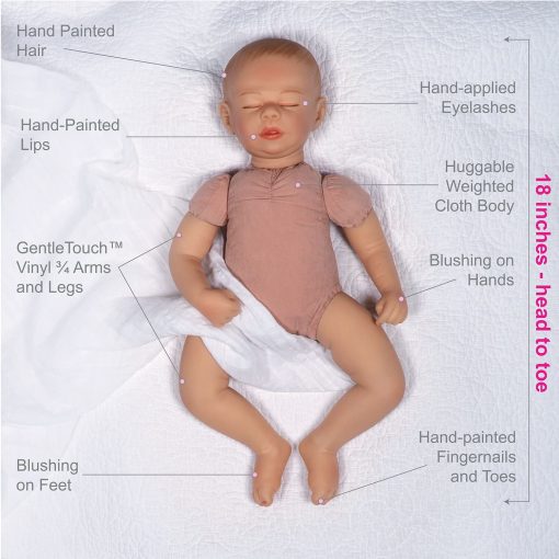 Muneca Realista Paradise Galleries - Bebe Reborn de 20" que Parece Real en Manta a Cuadros, Set de Regalo de 5 Piezas para Edades 3+ - Imagen 5