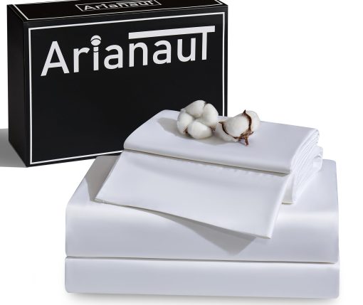 Juego de sabanas tamano king Arianaut blanco 1000 Hilos de Algodon Egipcio Juego de sabanas de lujo blanco de 4 piezas Hotel Quality Deep Pocket Juego de sabanas king suave sedoso fresco - Imagen 2
