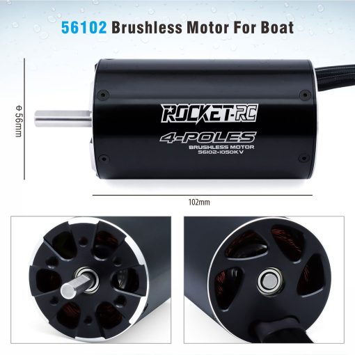 Motor Brushless para Barcos RC, Surpass Hobby 56102 1050KV Motor Brushless con Diseño de Refrigeracion para Barcos RC (1050kv) - Imagen 5