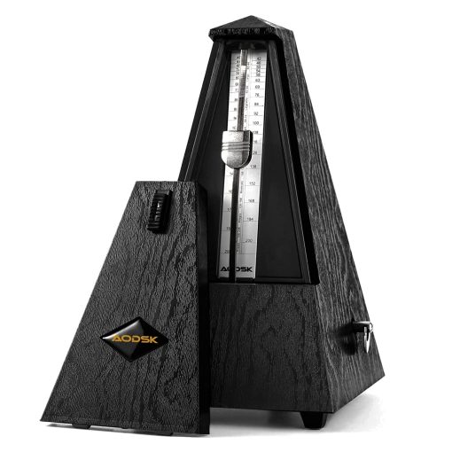 Metronomo Mecanico AODSK, Universal para Piano, Guitarra, Violin, Bateria y Otros Instrumentos, Estandar (Grano de Madera Negra)