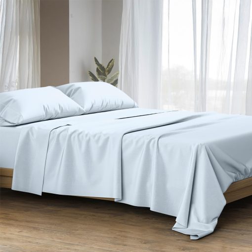 Juego de sabanas 100% algodon egipcio Ashton California King - 1500 hilos 4 PC Juego de sabanas Cal King de algodon egipcio, suave, sabanas de sateen refrescantes, sabanas de alto hilo - Azul Claro