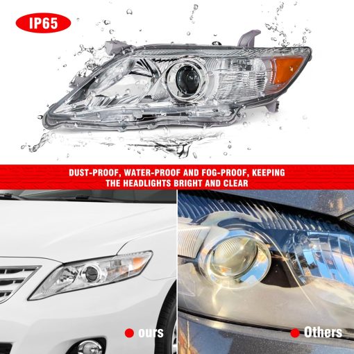 Faros compatibles con Toyota Camry 2010 2011 Carcasa cromada Reflector ambar Lente clara Lado del conductor y del pasajero - Imagen 6