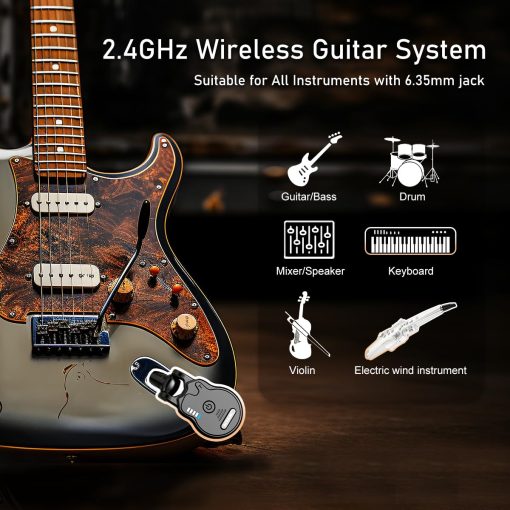 ACEMIC Sistema de Guitarra Inalambrica de 2.4GHz Recargable 4 Canales Transmisor Receptor de Guitarra Inalambrica para Guitarra Bajo Instrumentos Electricos, G1 - Imagen 4