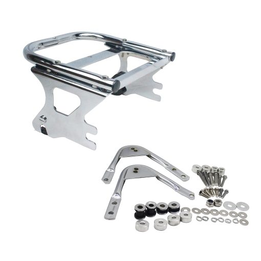 YHMOTO Portaequipajes desmontable de dos plazas con kit de hardware de acoplamiento para Harley Touring Road King Electra Glide Street Glide Road Glide 1997-2008 (Cromo)