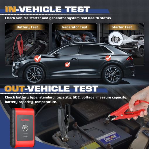 Autel MaxiBAS BT506 Tester de Bateria de Coche, 6V 12V 100-2000 CCA Analizador de Bateria de Coche, Herramienta de Escaneo de Sistema de Arranque y Carga Automatica, Conductancia Adaptativa, Prueba de Carga de Bateria de Alta Precision para Todos los Vehiculos - Imagen 6