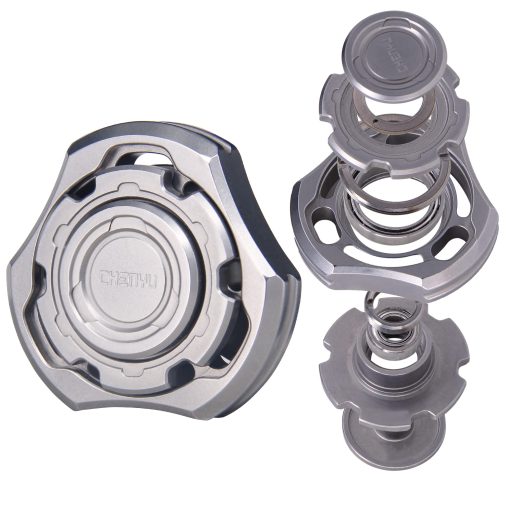 DjuiinoStar High-end Fidget Spinner, Diseño unico de Doble Rodamiento, Mecanizado CNC con Precision (Acero Inoxidable), Juguete Premium EDC DFS-01