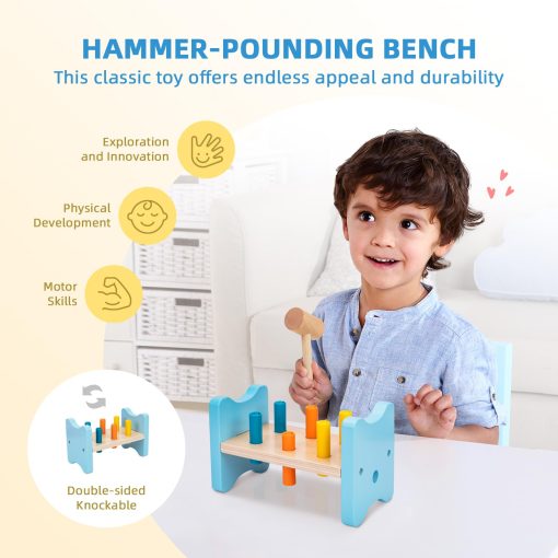 Juguetes Montessori para Bebes de 1 Ano, Kit Educativo de Aprendizaje 7 en 1 con Cubo Sensorial, Caja Apilable, Caja Educativa 3 en 1, Banco de Golpear y Vasos Apilables para Bebes - Imagen 6