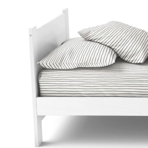 Juego de Sabanas Organicas MakeMake Organics (4 Piezas) certificadas GOTS Algodon Organico Juego de Sabanas Queen Dreamy Soft Sabana Ajustable Sabana Plana 2 Fundas para Almohadas Habitacion Infantil (Queen, Rayas Azules) - Imagen 6