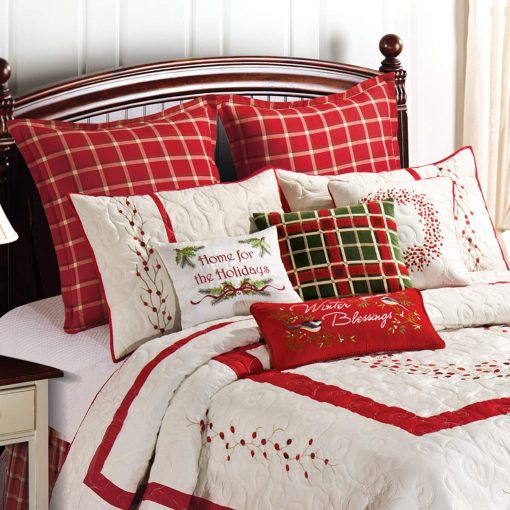 Edredon King C&F Home Berry Wreath 100% Algodon Ligero Lavable a Maquina Reversible Cubrecama King Rojo - Imagen 2