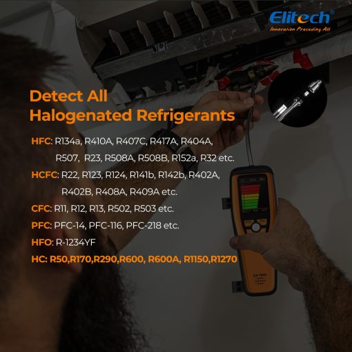 Elitech Detector de Fugas de Refrigerante HVAC con Sensor de Diodo Calentado Halogeno Freon, Deteccion de Aire Acondicionado, R22 R410A R134A R1234YF CFCs HCFCs HFCs, ILD-100H - Imagen 4