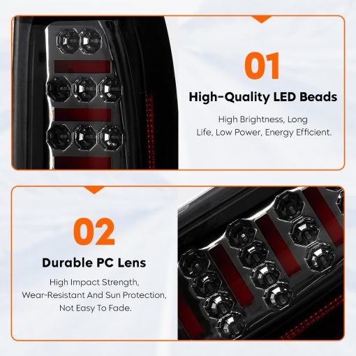 Tresound Luz Trasera LED para Chevy Colorado 2004-2012, GMC Canyon 2004-2012 Ensamble de Luz Trasera con Carcasa Cromada Lente Ahumado - Imagen 5