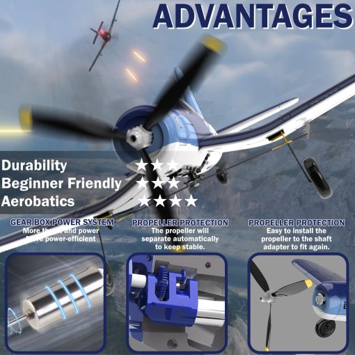 Avion RC LEAMBE de 4 Canales - Avion Acrobatico Listo para Volar, Facil Control para Principiantes, Avion RC F4U Corsair Mejor Regalo para Ninos - Imagen 5