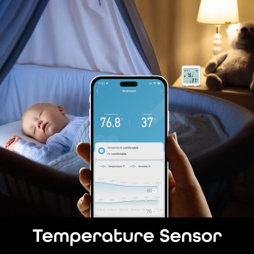 Monitor de Temperatura y Humedad Inteligente Geeni 2 Pack - Termometro Higrometro Inalambrico WiFi para el Hogar, Compatible con Alexa, Google Home, Controlado por la Aplicacion, Pilas Incluidas - Imagen 4