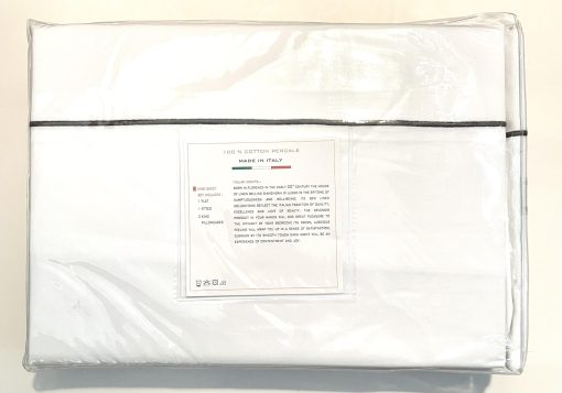 Juego de sabanas de 4 piezas de la coleccion de lujo de Italia 200tc 100% algodon - Sabanas de percal de calidad de hotel frescas y que absorben la humedad (Bellino Black Raised Line, King (Estandar U.S.)) - Imagen 2