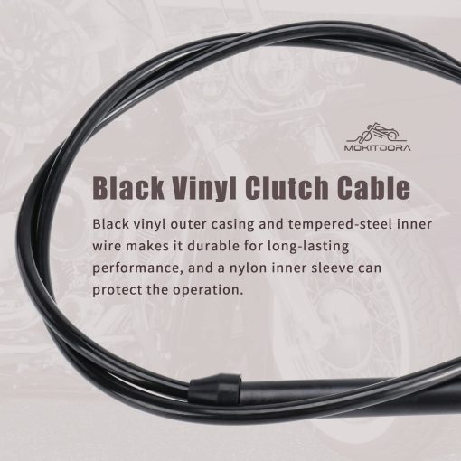 Cable de Embrague MoKitDora Negro +2" de Longitud Extendida Mejorado para Modelos Harley Twin Cam Evolution de 1987-2006 con Transmision de 5 Velocidades, Modelos Touring Dyna Softail, Negro - Imagen 4
