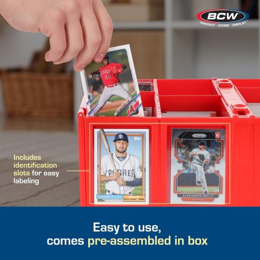 BCW Collectible Card Bin - Paquete de 4 Rojo | Caja de almacenamiento para cartas coleccionables | Capacidad para 3200 cartas | Incluye 4 particiones de almacenamiento de cartas | Almacenamiento de cartas sueltas para Pokemon, MTG y cartas deportivas - Imagen 4
