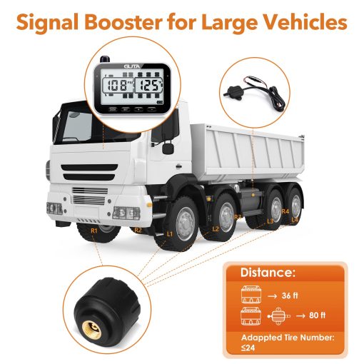 Sistema de Monitoreo de Presion de Neumaticos para RV, RV TPMS, 8 Sensores, 7 Modos de Alarma, 14 Dias de Vida de la Bateria, Distancia de Deteccion de 80 pies, Pantalla Grande, para RV, Remolque, Autocaravana, Quinta Rueda, (0-188 psi) (-4~ 185â„‰) - Imagen 3