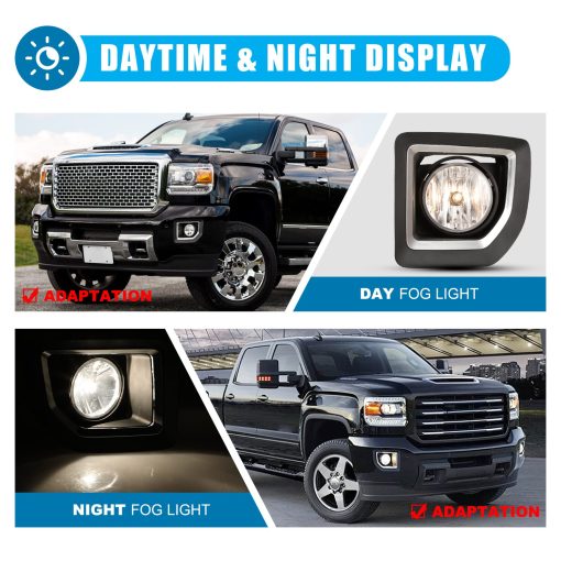 Luces antiniebla CPW compatibles con [2015 2016 2017 2018 2019 GMC Sierra 2500 HD/3500 HD] Par de luces antiniebla de conducir con lente transparente + kit de cableado + interruptor - Imagen 7