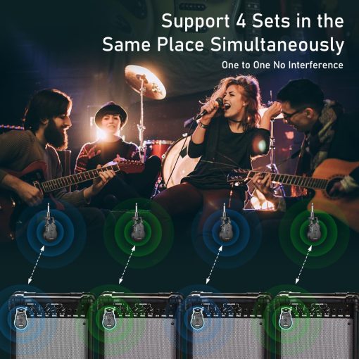 ACEMIC Sistema de Guitarra Inalambrica de 2.4GHz Recargable 4 Canales Transmisor Receptor de Guitarra Inalambrica para Guitarra Bajo Instrumentos Electricos, G1 - Imagen 5