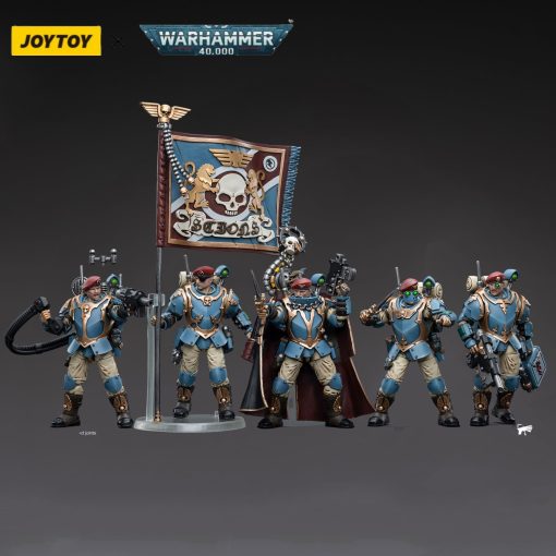 Figura de Accion de Warhammer 40,000 Astra Militarum Tempestus Scions Command Squad 55th Kappic Eagles de JOYTOY 1/18 (Set de 5 Figuras) - Imagen 3