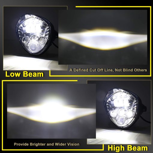 Faros Delanteros de Motocicleta LED 7 Pulgadas Hi Lo Beam Blanco y Rojo DRL con Soportes Universales de Montaje para Motocicleta Compatible con Harley Honda Kawasaki Suzuki Yamaha - Imagen 4
