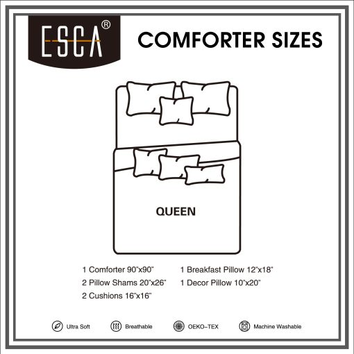 Juego de Comforter de Felpa Teal de 7 Piezas ESCA - Tamano Queen - Imagen 6