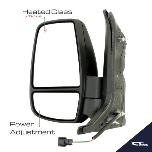 Espejo del lado del conductor Spieg FO1320552 para Ford Transit 150 Cargo Van 2015-2019 | Espejo lateral izquierdo con ajuste de potencia, calefaccion, luz de giro, plegado manual, brazo corto | Negro texturizado 6 Pines - Imagen 2